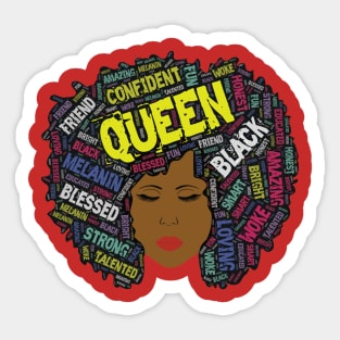 Black Queen Afro Words in Hair Sticker